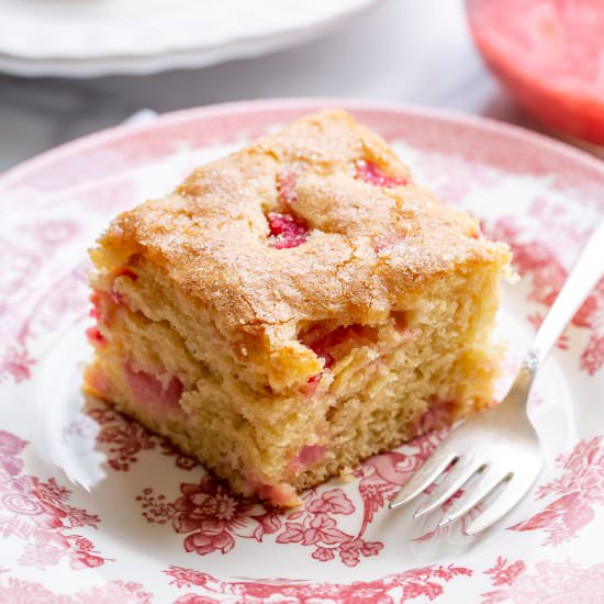 Easy Rhubarb Cake - Recipe photo by Savingroomfordessert