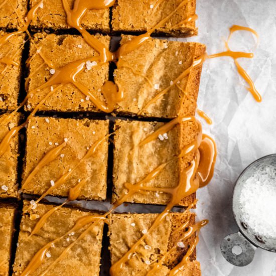 Salted Caramel Blondies - Recipe photo by marshasbakingaddiction