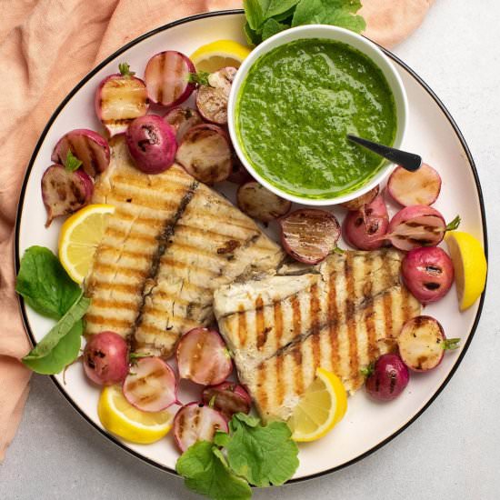 Grilled Barramundi with Radishes - Recipe photo by lifeasastrawberry
