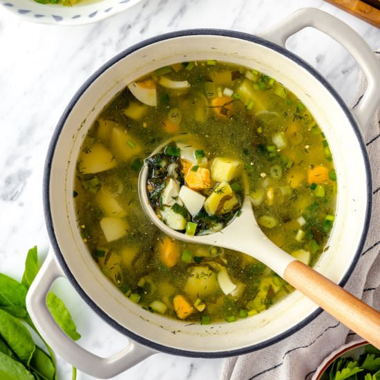 Green Herb Soup with Sorrel - Recipe photo by allweeat