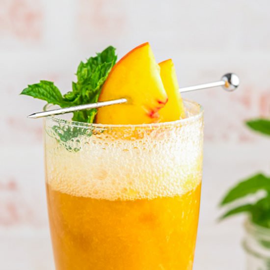 Perfect Peach Bellini Cocktail - Recipe photo by dishnthekitchen