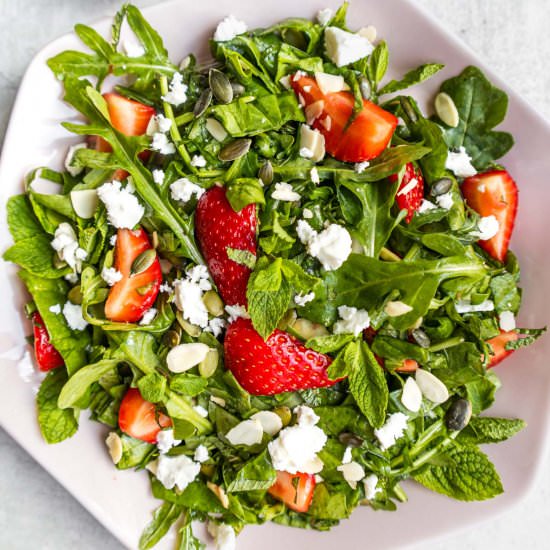 Strawberry Spinach & Arugula Salad - Recipe photo by The Real Food Geek