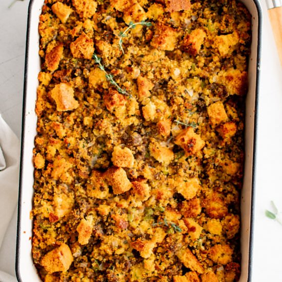 Cornbread Dressing - Recipe photo by theforkedspoon