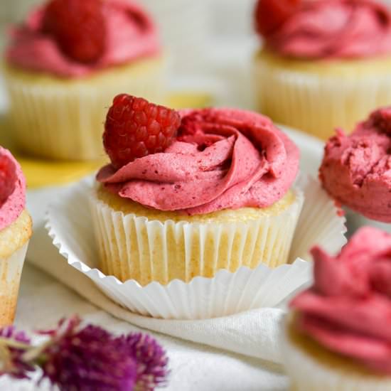 Vegan Lemon Raspberry Cupcakes - Recipe photo by earthly provisions