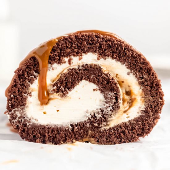 Chocolate Caramel Swiss Roll - Recipe photo by marshasbakingaddiction