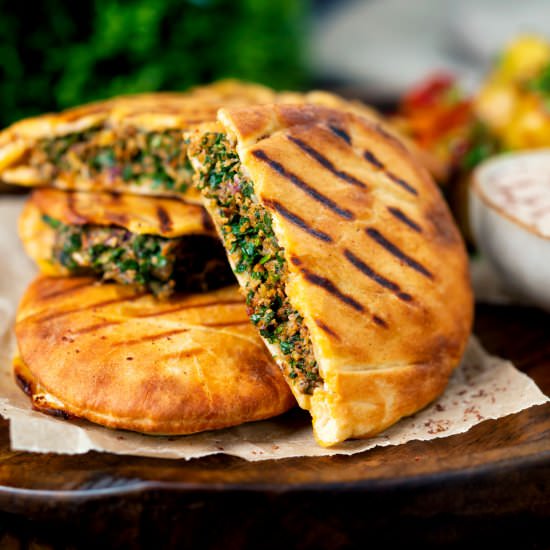 Lamb Arayes Lebanese Stuffed Pita - Recipe photo by Brian Jones