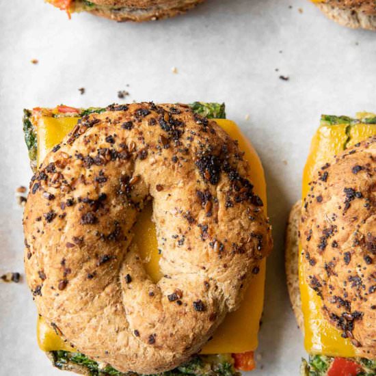 Meal Prep Breakfast Egg Bagels - Recipe photo by Jar Of Lemons