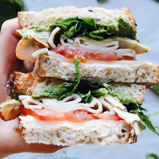 Pesto Turkey Sandwich - Recipe photo by thefigjar