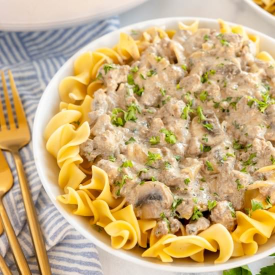 Ground Beef Stroganoff Recipe - Recipe photo by KyleeCooks