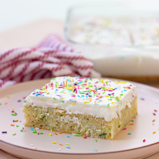 Funfetti Confetti Pudding Cake - Recipe photo by Skinny Sweets