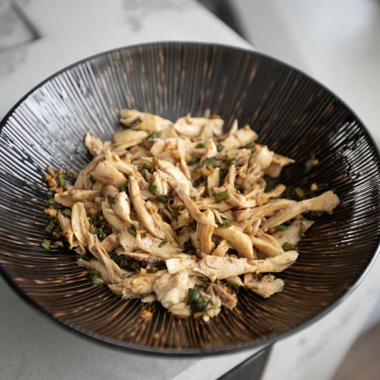 Asian hand-shredded chicken - Recipe photo by foodmakesmehappy