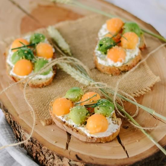 Avocado Toast with Melon and Cheese - Recipe photo by zesttangerine