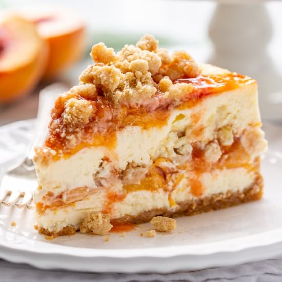 Peach Cobbler Cheesecake - Recipe photo by Savingroomfordessert