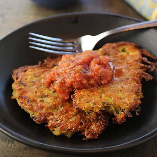 Zucchini and herb fritters - Recipe photo by Food Gal