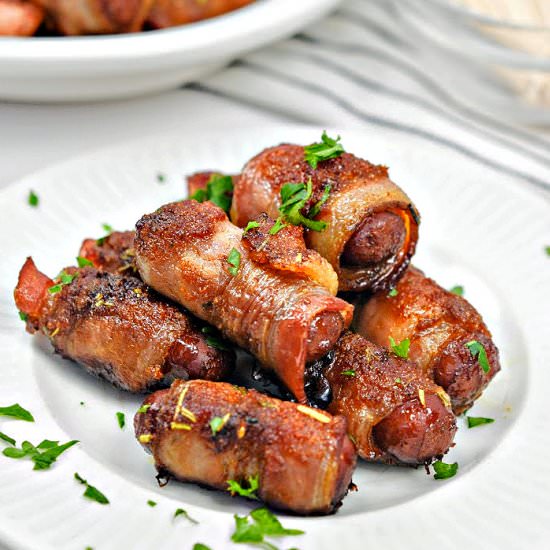 KETO BACON WRAPPED SMOKIES - Recipe photo by Stylish Cravings