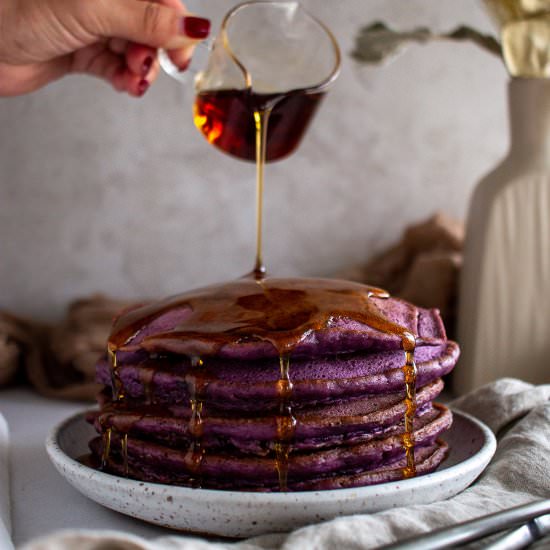 Easy and Delicious Ube Pancakes - Recipe photo by the bonnie fig