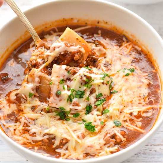 Low FODMAP Low Carb Lasagna Soup - Recipe photo by goodnomshoney