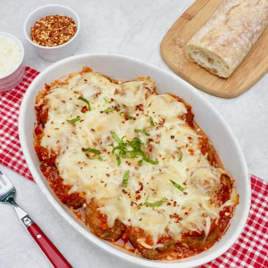 Meatball Parmesan Casserole - Recipe photo by anothertablespoon