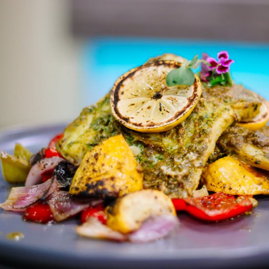 Baked Cod with Chermoula Sauce - Recipe photo by Vibrant Occasions