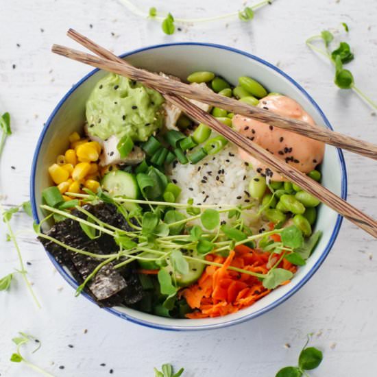 Chicken Poke Bowl - Recipe photo by Food Meanderings