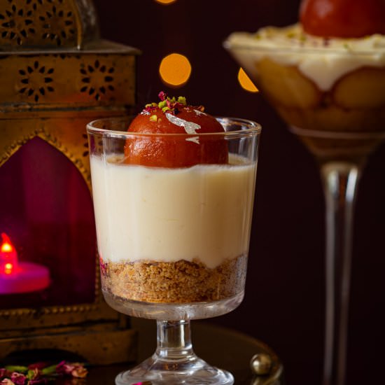 Gulab Jamun Cheesecake (No Bake) - Recipe photo by Jagrutis Cooking Odyssey