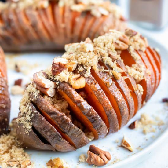 Hasselback Sweet Potatoes - Recipe photo by EvolvingTable