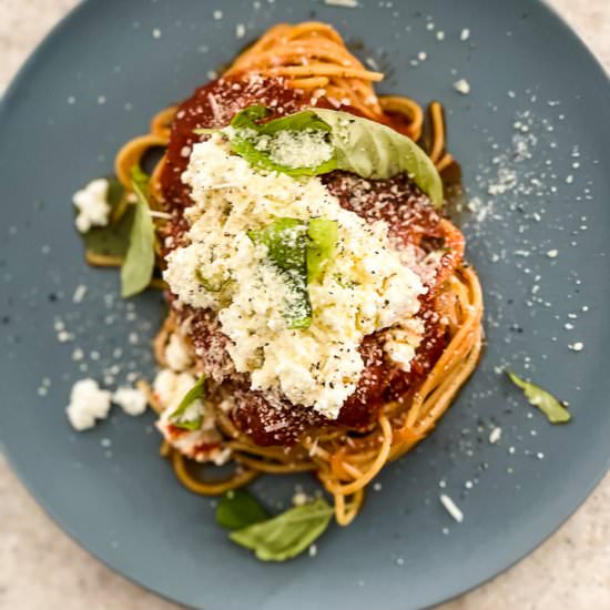 Spicy Pasta with Ricotta - Recipe photo by Lisa G Cooks