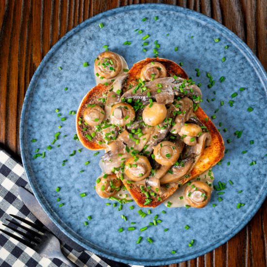 Creamy Garlic Mushrooms on Toast - Recipe photo by Brian Jones