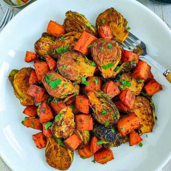 Roasted Brussels Sprouts and Carrot - Recipe photo by Sheeba@gohealthy