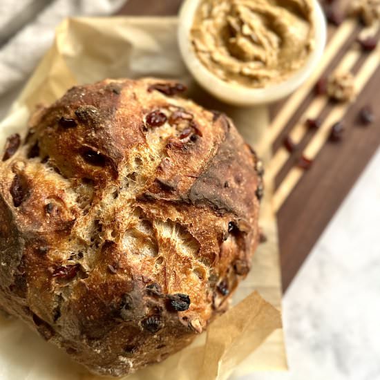 No Knead Cranberry Walnut Bread - Recipe photo by thisishowicook