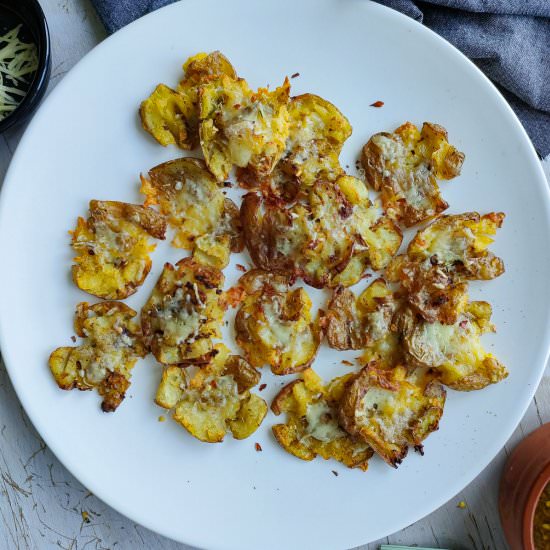 Crispy Smashed Potatoes with Cheese - Recipe photo by Sheeba@gohealthy