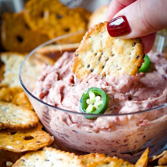 Cranberry Jalapeño Cheese Dip - Recipe photo by sipandsanity