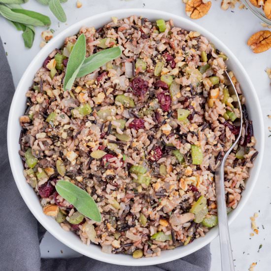 Wild Rice Stuffing with Cranberries - Recipe photo by EvolvingTable