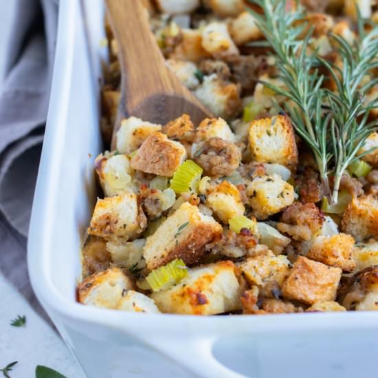 Sausage Herb Stuffing - Recipe photo by EvolvingTable
