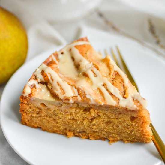 Vegan Pear Cake with Maple Glaze - Recipe photo by earthly provisions