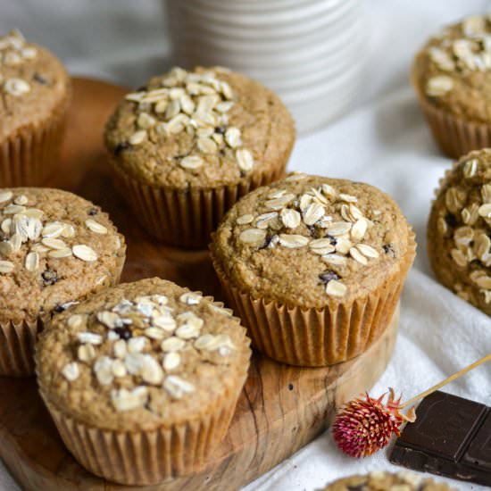 Oat Flour Chocolate Chip Muffins - Recipe photo by earthly provisions
