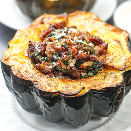 Air Fryer Sausage Acorn Squash - Recipe photo by MyLifeCookbook
