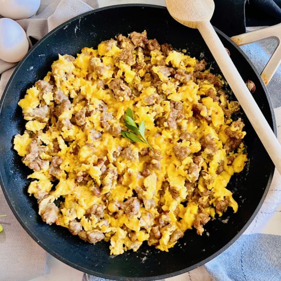 Sausage, Egg, & Cheese Scramble - Recipe photo by theshortordercook
