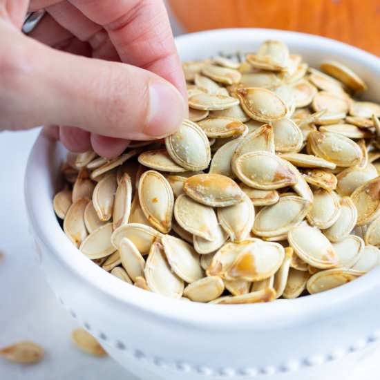 Roasted Pumpkin Seeds - Recipe photo by EvolvingTable