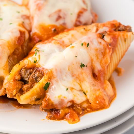 Jumbo Stuffed Shells With Meat - Recipe photo by OnMyKidsPlate