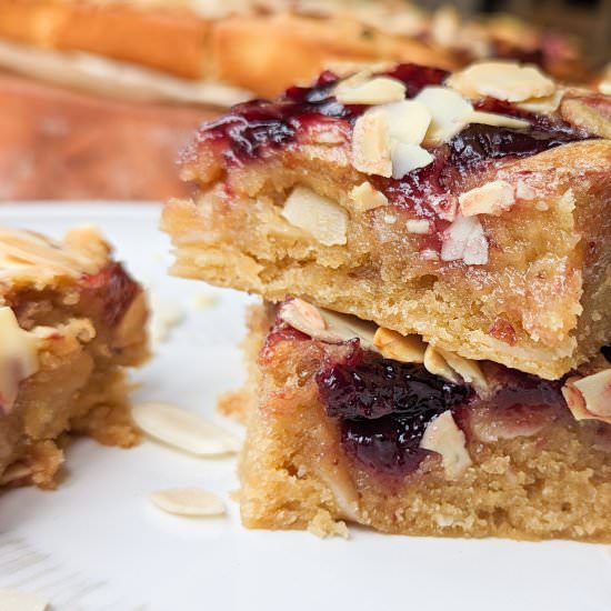 Vegan Bakewell Blondies - Recipe photo by Plantpowercooking