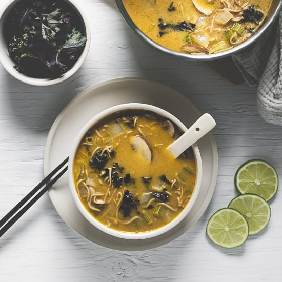 Coconut Lime Soup with Thai Noodles - Recipe photo by BEET OF THE WILD