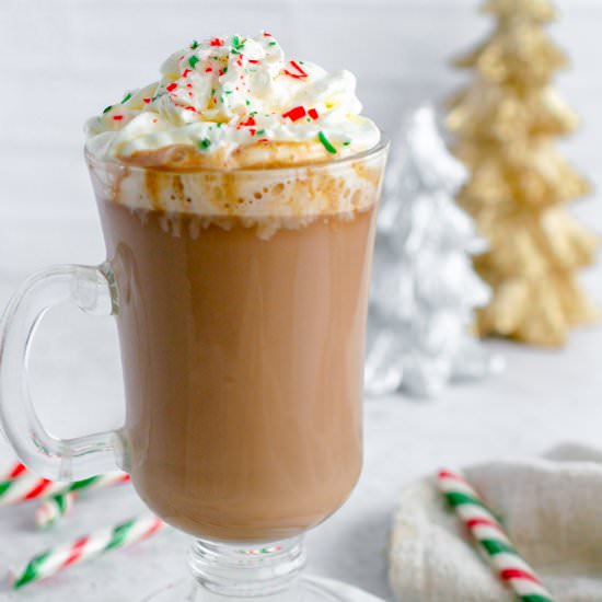 Candy Cane Hot Chocolate - Recipe photo by fitandfull