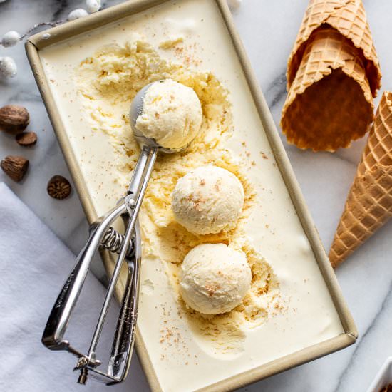 Eggnog Ice Cream (No Churn!) - Recipe photo by Savingroomfordessert