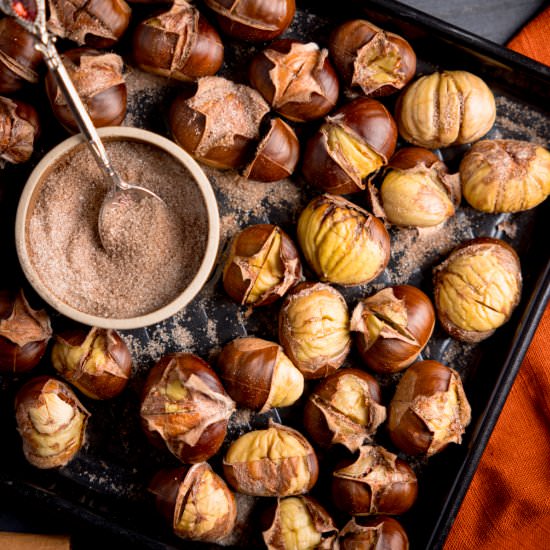 Easy roast Chestnuts Recipe - Recipe photo by KitchenSanctuary