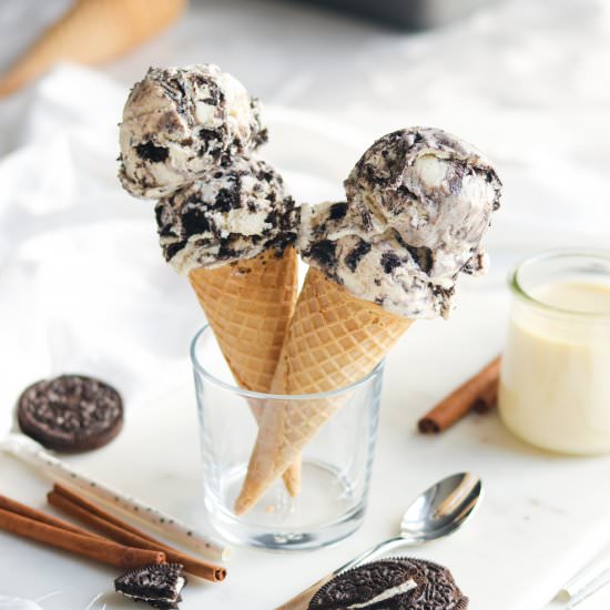 Eggnog Oreo Cheesecake Ice Cream - Recipe photo by A baJillian Recipes