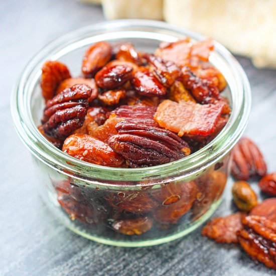 Keto Maple Bacon Roasted Nuts - Recipe photo by MyLifeCookbook