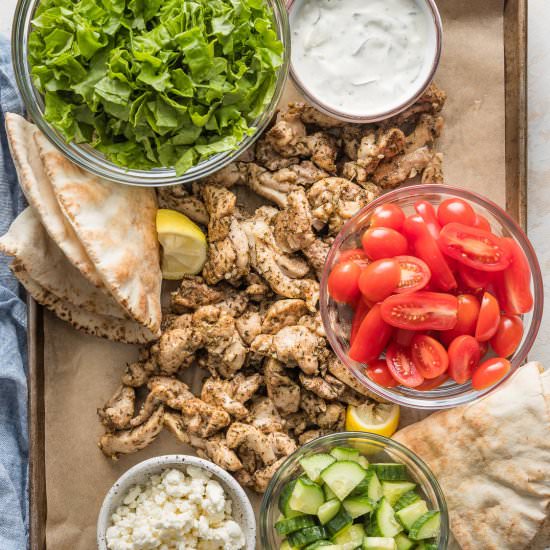 Sheet Pan Chicken Gyros - Recipe photo by nourishandfete