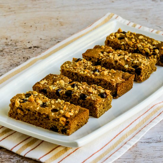 Peanut Butter Chocolate Chip Bars - Recipe photo by kalynskitchen