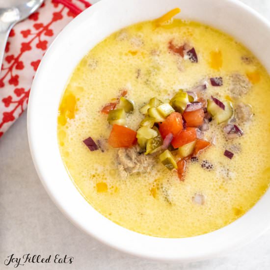 Keto Cheeseburger Soup Recipe - Recipe photo by Joy Filled Eats